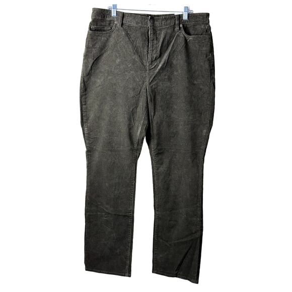 Lands End NWT Women's Size 18 Brown Micro Corduroy High Rise Straight Leg - Picture 1 of 15